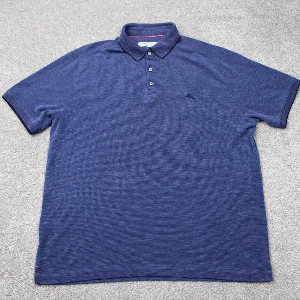 Tommy Bahama IslandZone Polo Shirt Mens XL Blue‎ Tencel Modal/Coolmax Poly S/S